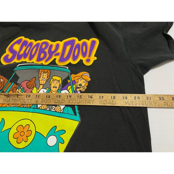Vintage 90s Mens Medium Faded Spell Out Scooby Doo Cartoon T-Shirt Black Cotton - Picture 3 of 10